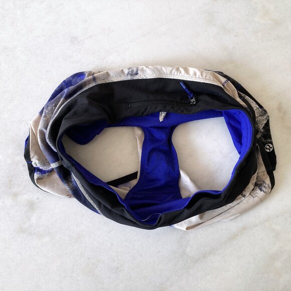 Lululemon Run: Speed Short (Milky Way Multi Print / Black) blue, cream, black - Picture 10 of 11